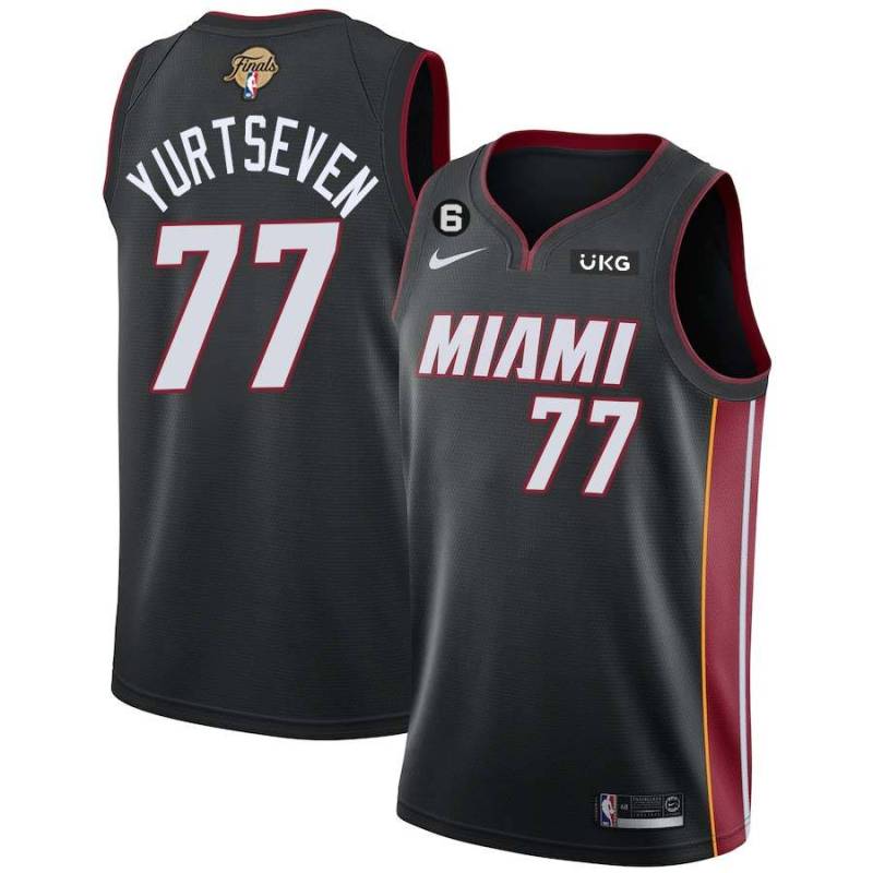 Black Heat #77 Omer Yurtseven 2023 Finals Jersey with 6 Patch and UKG Sponsor Patch