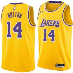 Gold Joe Hutton Twill Basketball Jersey -Lakers #14 Hutton Twill Jerseys, FREE SHIPPING