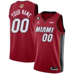 Red Customized Heat 2023 Finals Jersey with UKG Sponsor and 6 Patch or Any Patch
