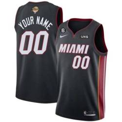 Black Customized Heat 2023 Finals Jersey with UKG Sponsor and 6 Patch or Any Patch