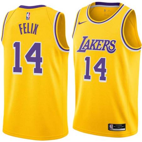 Gold Ray Felix Twill Basketball Jersey -Lakers #14 Felix Twill Jerseys, FREE SHIPPING