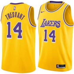 Gold John Tresvant Twill Basketball Jersey -Lakers #14 Tresvant Twill Jerseys, FREE SHIPPING