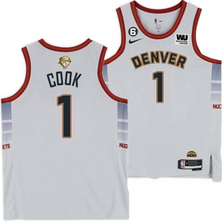 2022-2023 City Edition Nuggets #1 Darwin Cook 2023 Finals Jersey with Western Union (WU) Sponsor and 6 Patch