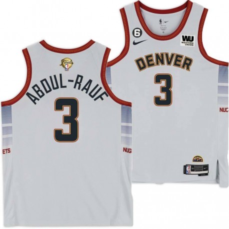 2022-2023 City Edition Nuggets #3 Mahmoud Abdul-Rauf 2023 Finals Jersey with Western Union (WU) Sponsor and 6 Patch