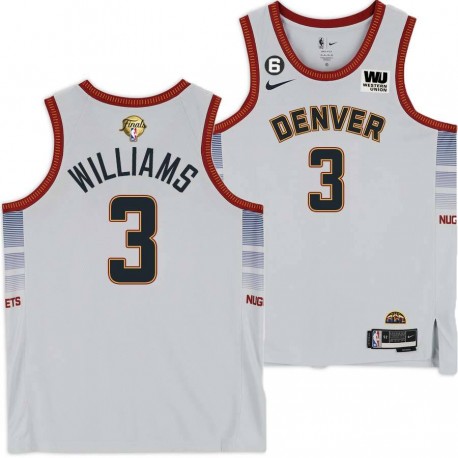 2022-2023 City Edition Nuggets #3 Monty Williams 2023 Finals Jersey with Western Union (WU) Sponsor and 6 Patch