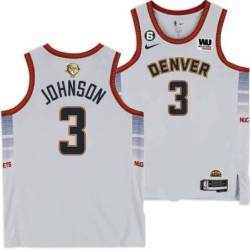 2022-2023 City Edition Nuggets #3 DerMarr Johnson 2023 Finals Jersey with Western Union (WU) Sponsor and 6 Patch