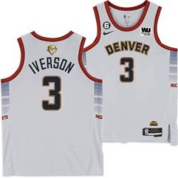 2022-2023 City Edition Nuggets #3 Allen Iverson 2023 Finals Jersey with Western Union (WU) Sponsor and 6 Patch