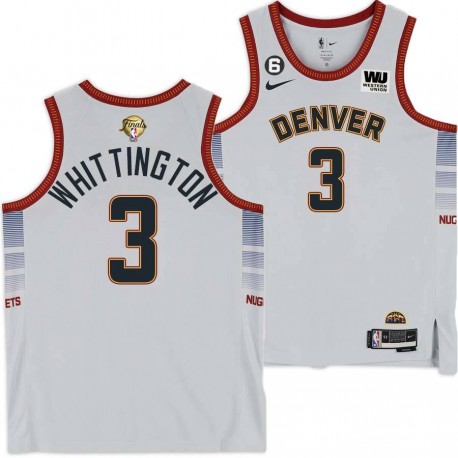 2022-2023 City Edition Nuggets #3 Greg Whittington 2023 Finals Jersey with Western Union (WU) Sponsor and 6 Patch