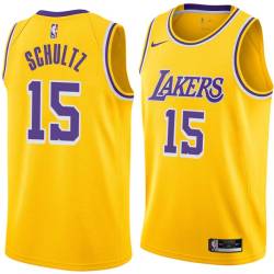 Gold Howie Schultz Twill Basketball Jersey -Lakers #15 Schultz Twill Jerseys, FREE SHIPPING