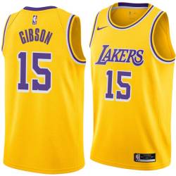 Gold Mel Gibson Twill Basketball Jersey -Lakers #15 Gibson Twill Jerseys, FREE SHIPPING