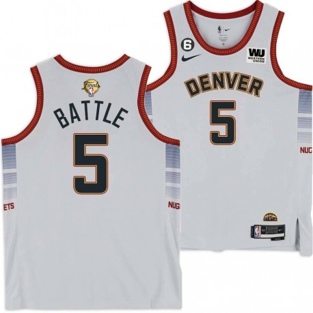 2022-2023 City Edition Nuggets #5 Kenny Battle 2023 Finals Jersey with Western Union (WU) Sponsor and 6 Patch