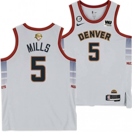 2022-2023 City Edition Nuggets #5 Terry Mills 2023 Finals Jersey with Western Union (WU) Sponsor and 6 Patch