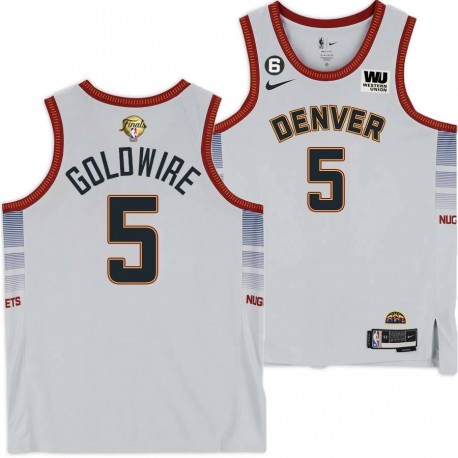 2022-2023 City Edition Nuggets #5 Anthony Goldwire 2023 Finals Jersey with Western Union (WU) Sponsor and 6 Patch