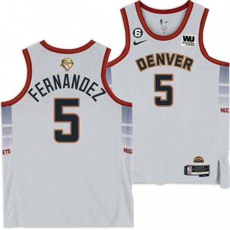 2022-2023 City Edition Nuggets #5 Rudy Fernández 2023 Finals Jersey with Western Union (WU) Sponsor and 6 Patch