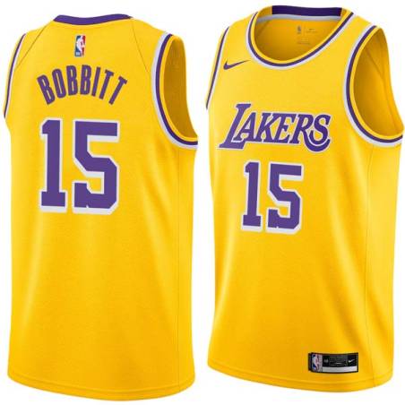 Gold Tony Bobbitt Twill Basketball Jersey -Lakers #15 Bobbitt Twill Jerseys, FREE SHIPPING