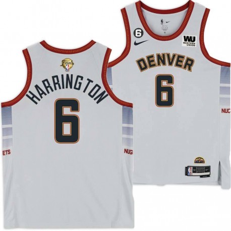 2022-2023 City Edition Nuggets #6 Junior Harrington 2023 Finals Jersey with Western Union (WU) Sponsor and 6 Patch