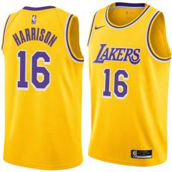 Gold Bob Harrison Twill Basketball Jersey -Lakers #16 Harrison Twill Jerseys, FREE SHIPPING