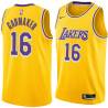 Gold Dick Garmaker Twill Basketball Jersey -Lakers #16 Garmaker Twill Jerseys, FREE SHIPPING