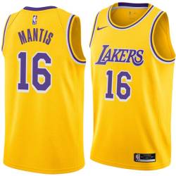 Gold Nick Mantis Twill Basketball Jersey -Lakers #16 Mantis Twill Jerseys, FREE SHIPPING