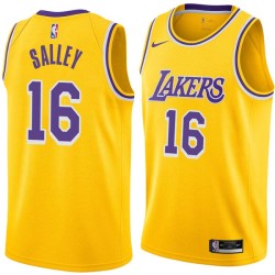 Gold John Salley Twill Basketball Jersey -Lakers #16 Salley Twill Jerseys, FREE SHIPPING