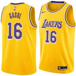 Gold Pau Gasol Twill Basketball Jersey -Lakers #16 Gasol Twill Jerseys, FREE SHIPPING