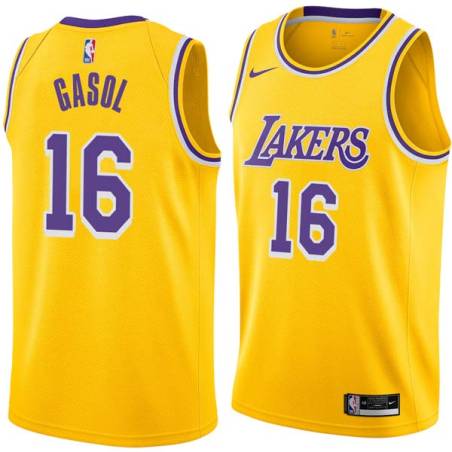 Gold Pau Gasol Twill Basketball Jersey -Lakers #16 Gasol Twill Jerseys, FREE SHIPPING