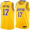 Gold Jim Pollard Twill Basketball Jersey -Lakers #17 Pollard Twill Jerseys, FREE SHIPPING