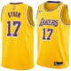 Gold Andrew Bynum Twill Basketball Jersey -Lakers #17 Bynum Twill Jerseys, FREE SHIPPING