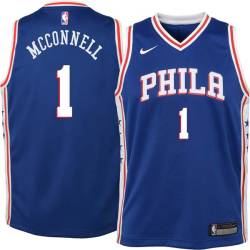 Blue T.J. McConnell Twill Basketball Jersey -76ers #1 McConnell Twill Jerseys, FREE SHIPPING