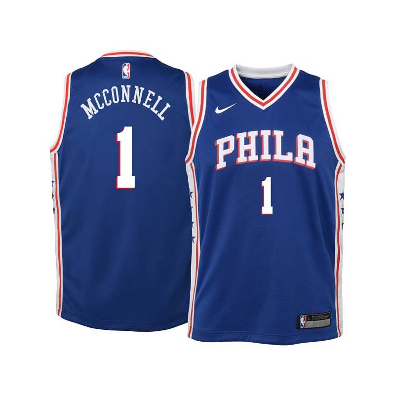 Blue T.J. McConnell Twill Basketball Jersey -76ers #1 McConnell Twill Jerseys, FREE SHIPPING