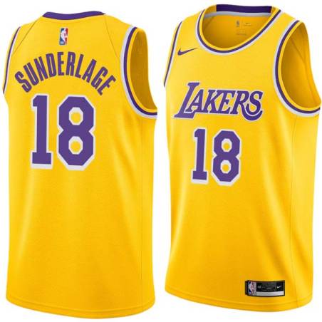 Gold Don Sunderlage Twill Basketball Jersey -Lakers #18 Sunderlage Twill Jerseys, FREE SHIPPING