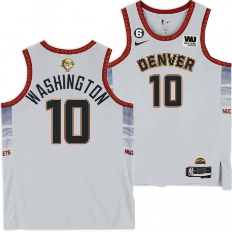 2022-2023 City Edition Nuggets #10 Donald Washington 2023 Finals Jersey with Western Union (WU) Sponsor and 6 Patch