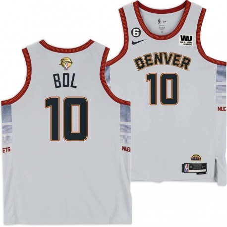 2022-2023 City Edition Nuggets #10 Bol Bol 2023 Finals Jersey with Western Union (WU) Sponsor and 6 Patch