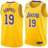 Gold Tony Campbell Twill Basketball Jersey -Lakers #19 Campbell Twill Jerseys, FREE SHIPPING