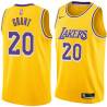 Gold Bud Grant Twill Basketball Jersey -Lakers #20 Grant Twill Jerseys, FREE SHIPPING