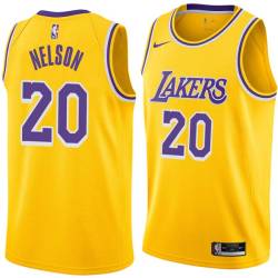 Gold Don Nelson Twill Basketball Jersey -Lakers #20 Nelson Twill Jerseys, FREE SHIPPING