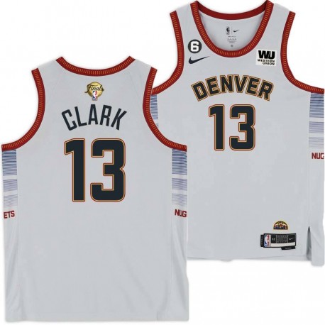 2022-2023 City Edition Nuggets #13 Keon Clark 2023 Finals Jersey with Western Union (WU) Sponsor and 6 Patch