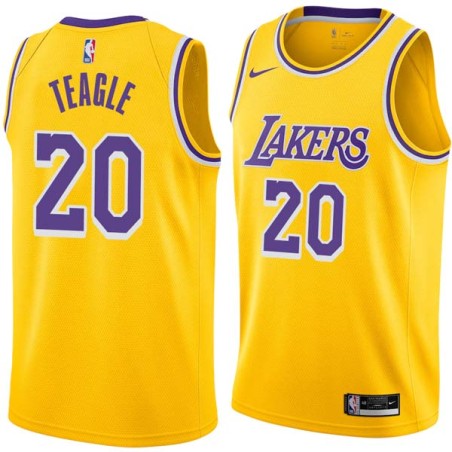 Gold Terry Teagle Twill Basketball Jersey -Lakers #20 Teagle Twill Jerseys, FREE SHIPPING