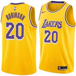 Gold Rumeal Robinson Twill Basketball Jersey -Lakers #20 Robinson Twill Jerseys, FREE SHIPPING