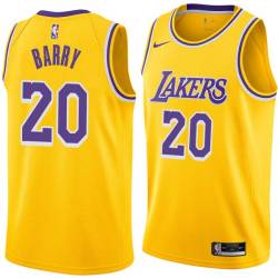 Gold Jon Barry Twill Basketball Jersey -Lakers #20 Barry Twill Jerseys, FREE SHIPPING