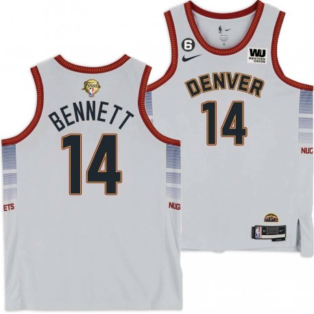 2022-2023 City Edition Nuggets #14 Elmer Bennett 2023 Finals Jersey with Western Union (WU) Sponsor and 6 Patch