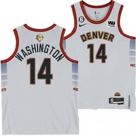 2022-2023 City Edition Nuggets #14 Eric Washington 2023 Finals Jersey with Western Union (WU) Sponsor and 6 Patch