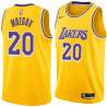 Gold Timofey Mozgov Twill Basketball Jersey -Lakers #20 Mozgov Twill Jerseys, FREE SHIPPING