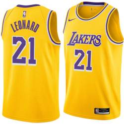 Gold Slick Leonard Twill Basketball Jersey -Lakers #21 Leonard Twill Jerseys, FREE SHIPPING