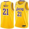 Gold Cliff Meely Twill Basketball Jersey -Lakers #21 Meely Twill Jerseys, FREE SHIPPING