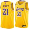 Gold Walt Wesley Twill Basketball Jersey -Lakers #21 Wesley Twill Jerseys, FREE SHIPPING