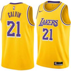 Gold Mack Calvin Twill Basketball Jersey -Lakers #21 Calvin Twill Jerseys, FREE SHIPPING