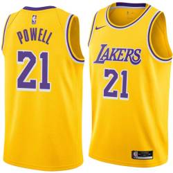 Gold Josh Powell Twill Basketball Jersey -Lakers #21 Powell Twill Jerseys, FREE SHIPPING