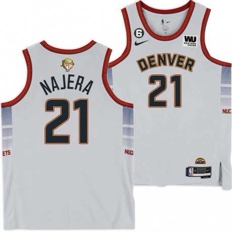 2022-2023 City Edition Nuggets #21 Eduardo Nájera 2023 Finals Jersey with Western Union (WU) Sponsor and 6 Patch