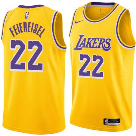 Gold Ron Feiereisel Twill Basketball Jersey -Lakers #22 Feiereisel Twill Jerseys, FREE SHIPPING